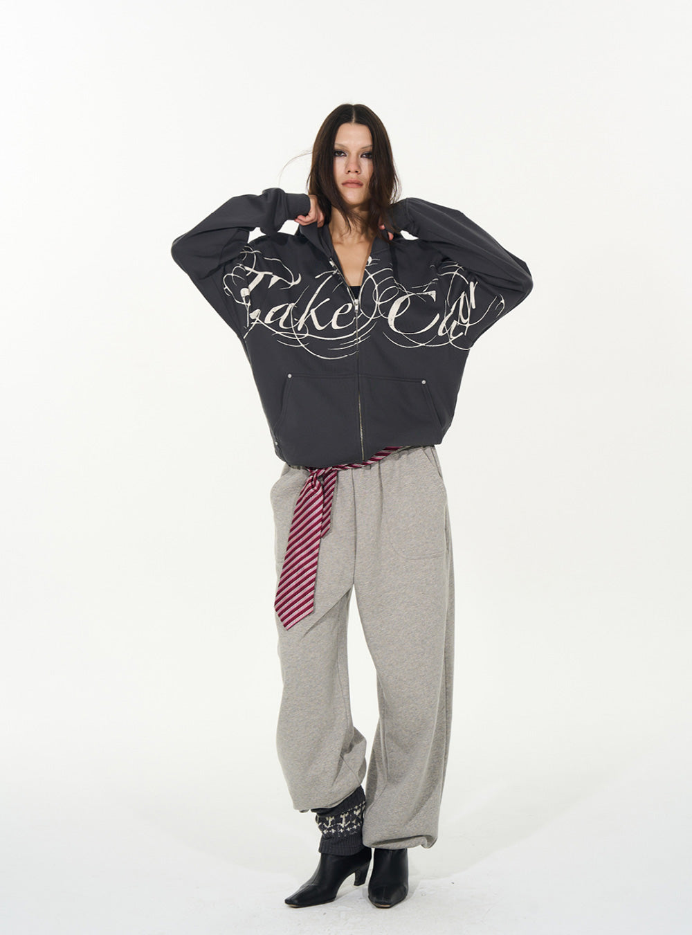 Dual-Zip Printed Hoodie (2color)