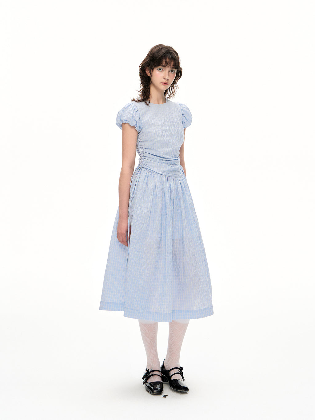 Romance Nanci Puff Sleeve Shirring Point Dress