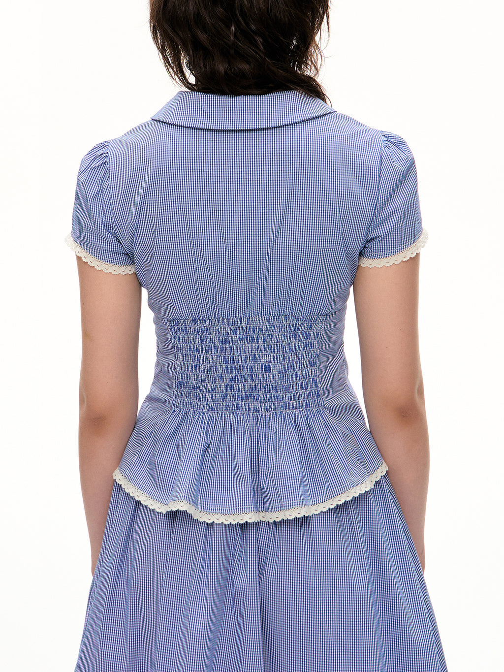 Romance Nanci Gingham Check Lace Shirt