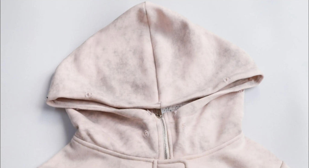 Girlyhalo |  PINK HOODED CARDIGAN SWEATSHIRT【ID:TN00006】