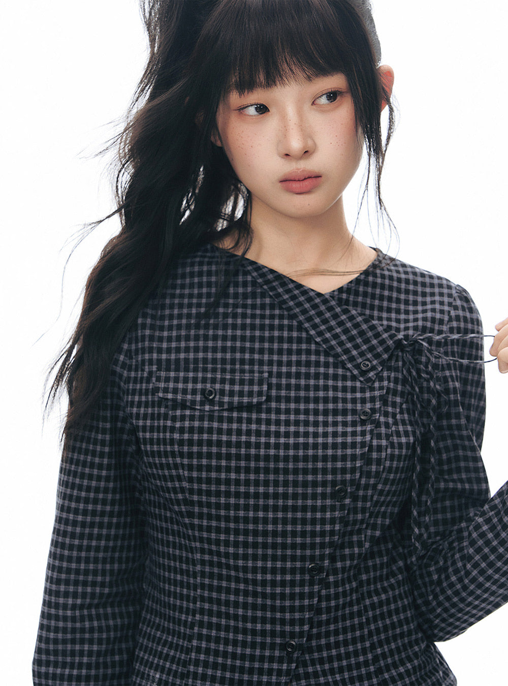 Asy Plaid Shirt& Skirt (2color)