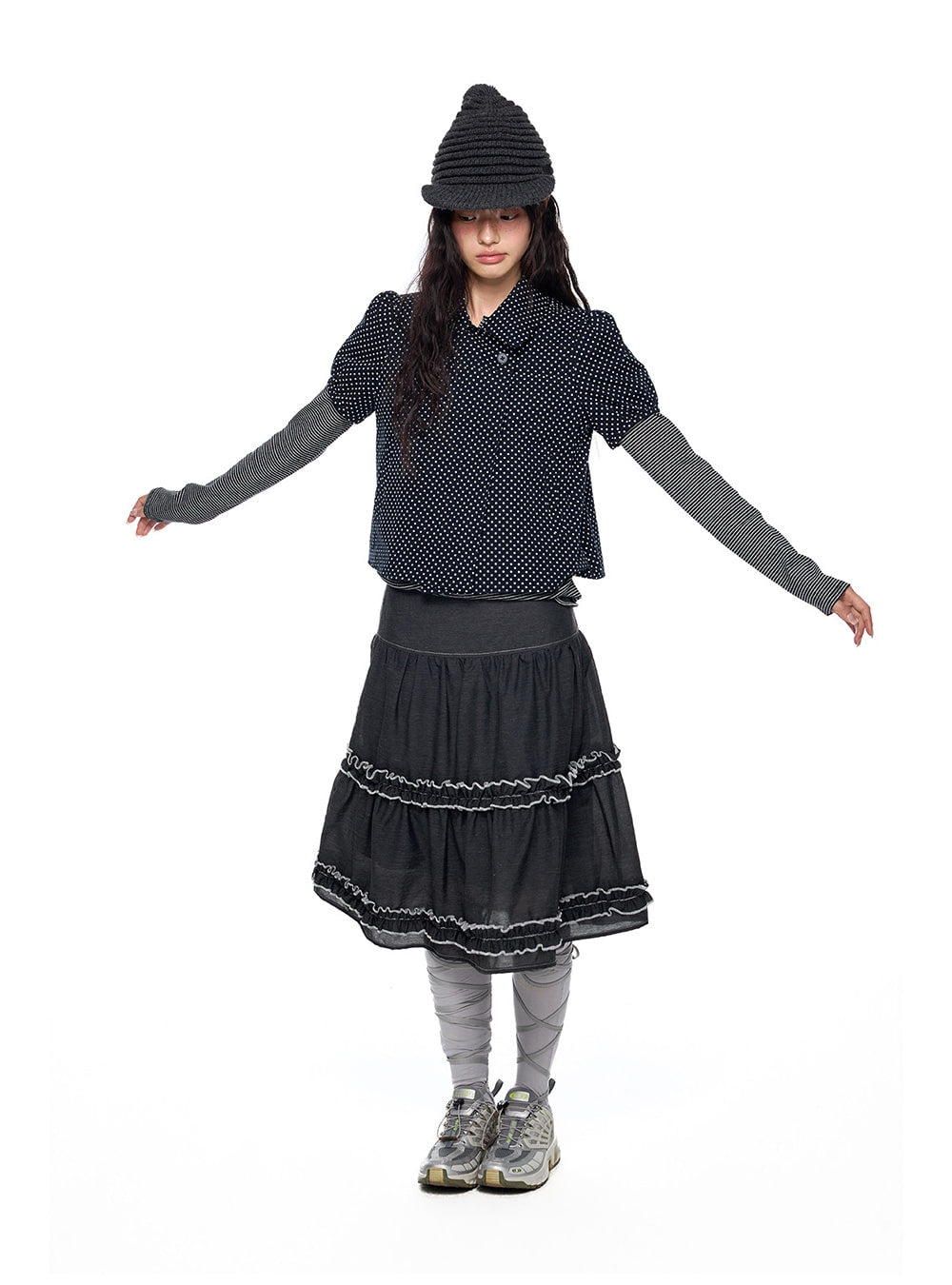 Pepper Dot Puff Shirt Top (2color)