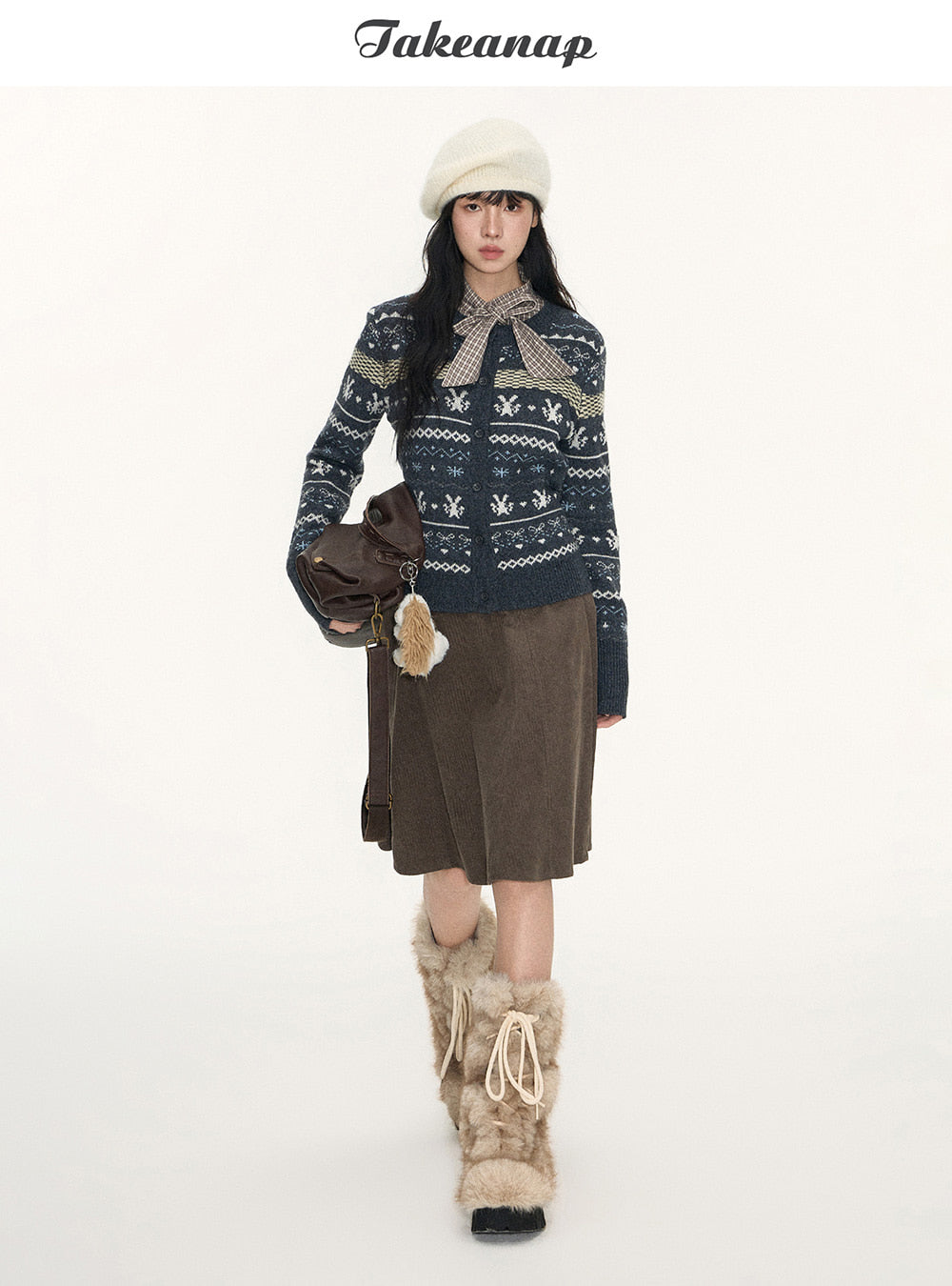 Nordic Bow Knit Cardigan
