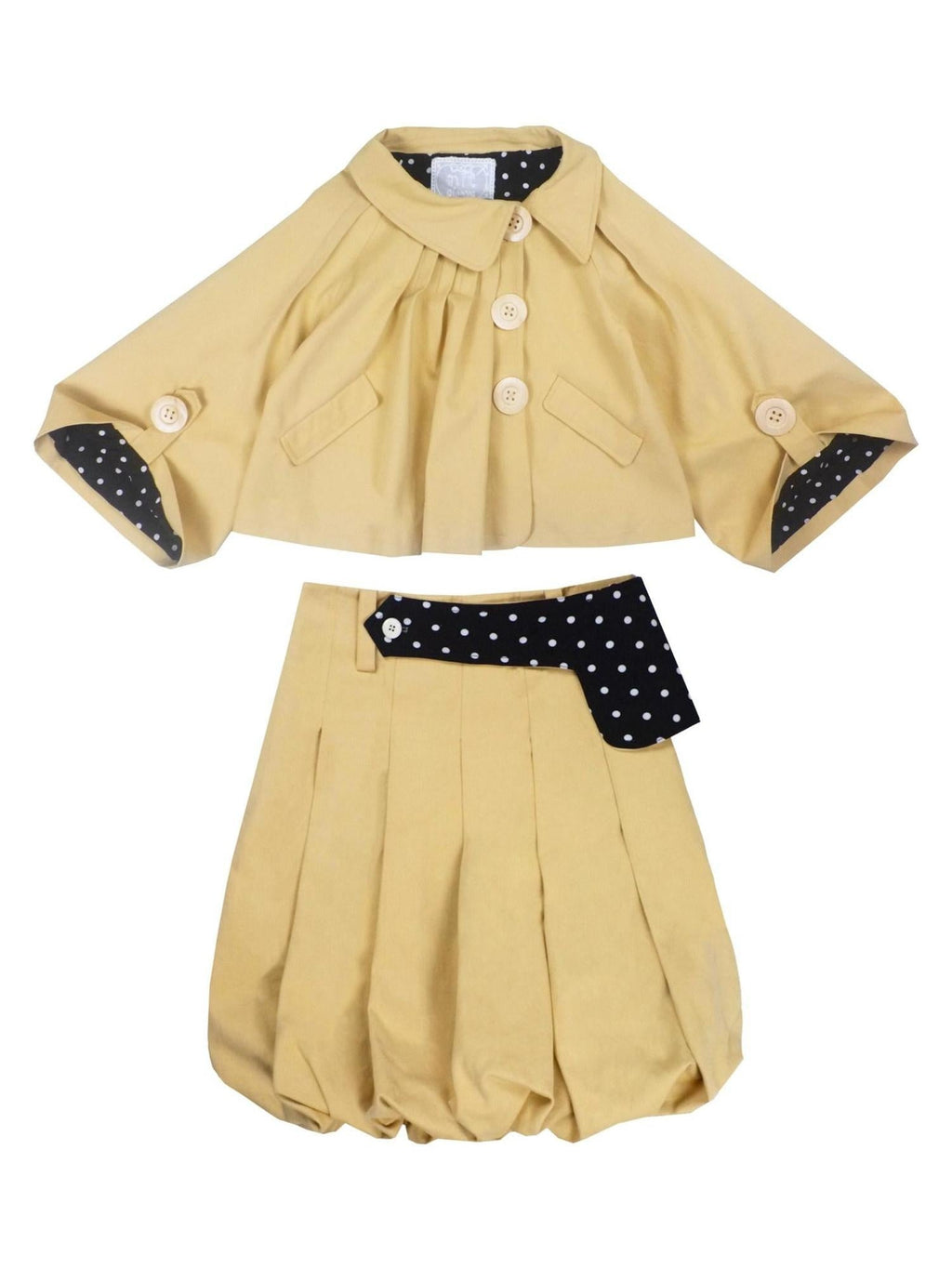 Pure Cotton Workwear Loose Peter Pan Collar Longsleeve Black Top & Skirt Sets
