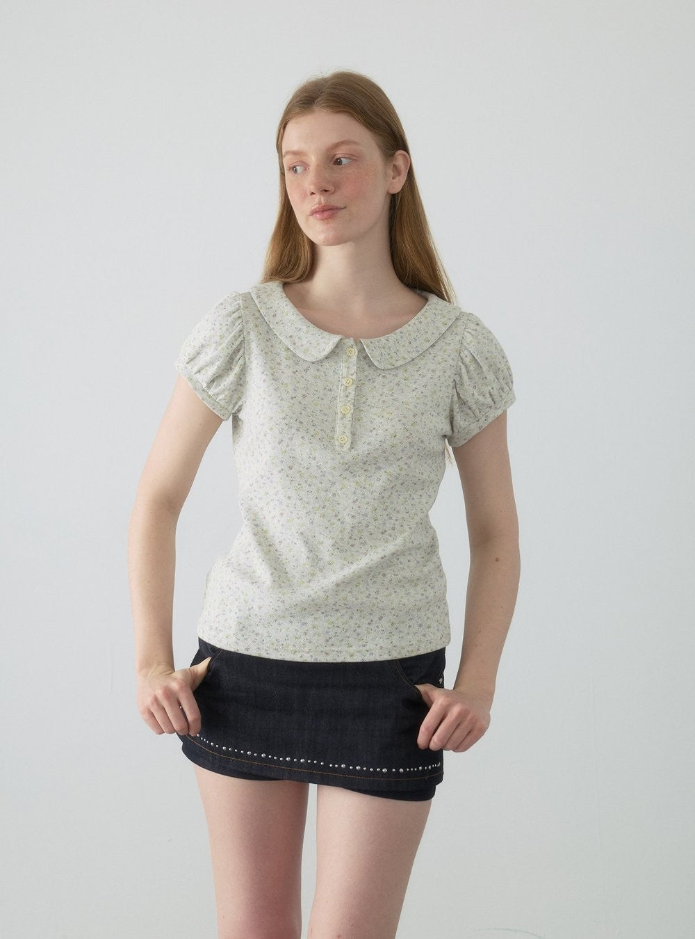 Doll Collar Puff Sleeve Top