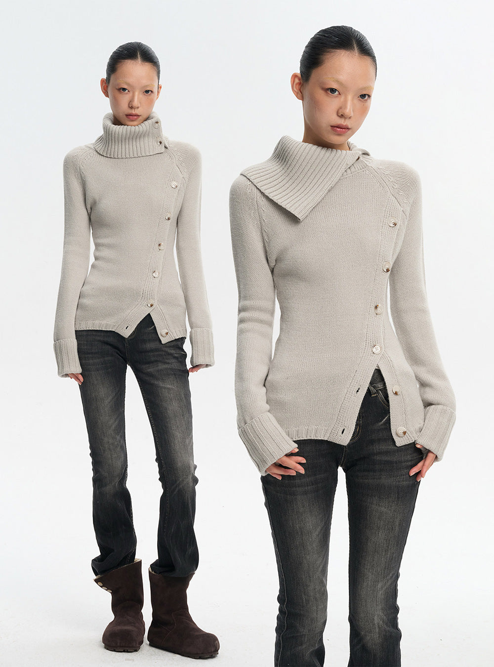 Wool Blend High Neck Knit