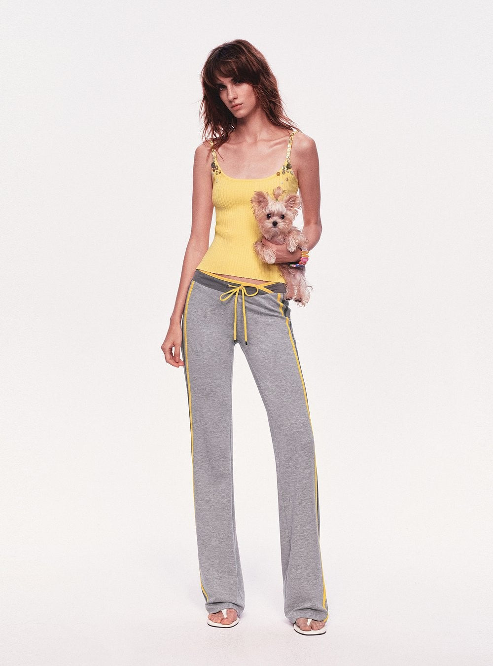 Buttoned Strap Ribbed Sleeveless Top