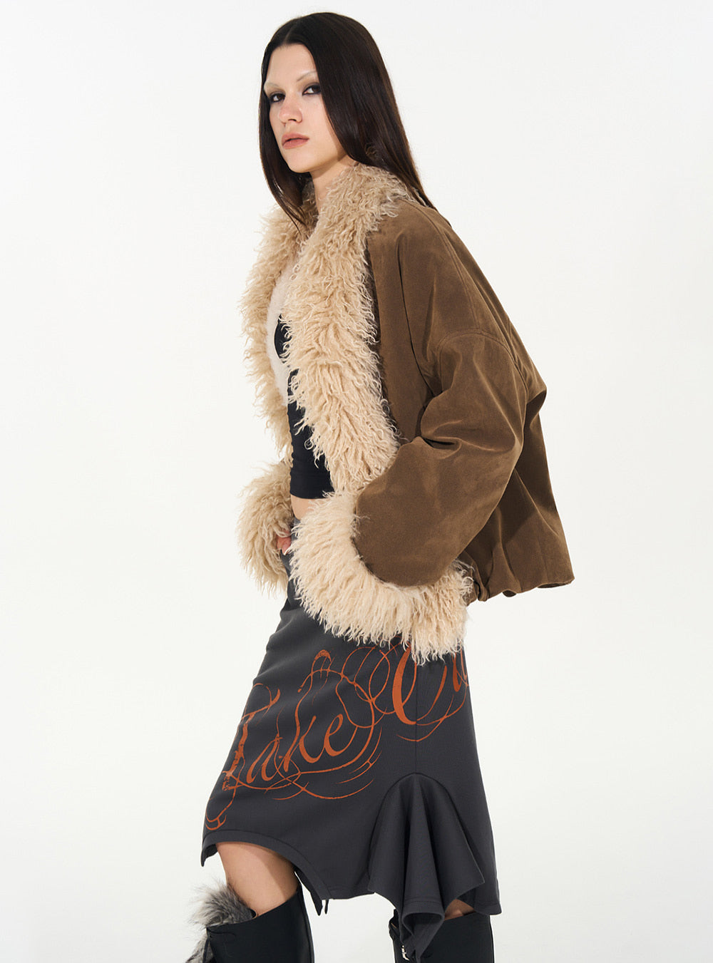 Brown Suede Fur Jacket