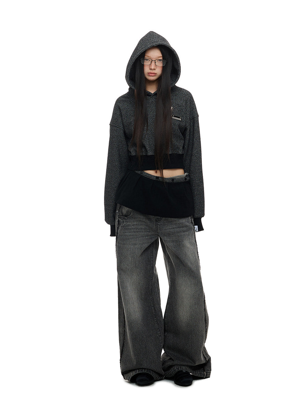 Charcoal Detachable 2-Way Hooded Sweatshirt