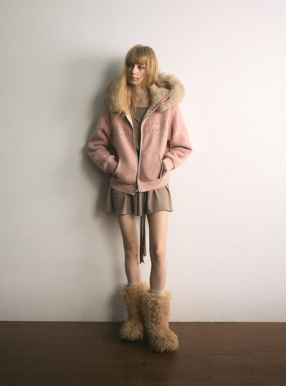 Soft Mist Wool Hooded Jacket
