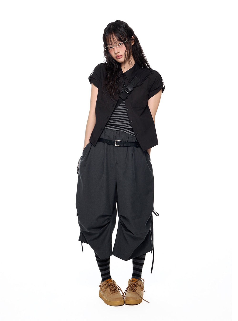Structured Button Point Shirt Top (3color)