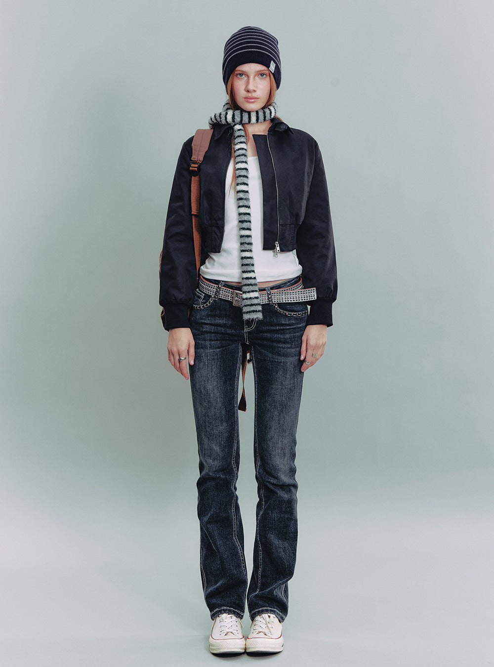 Heart Lock Embroidered Denim Pants