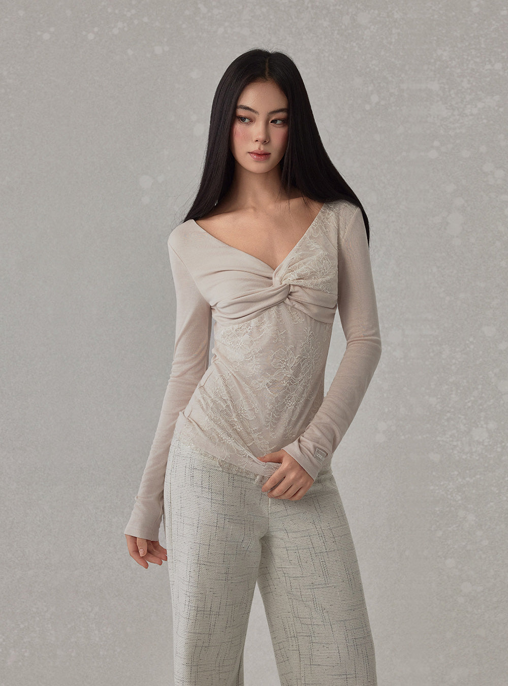 Twist Lace V-Neck Top