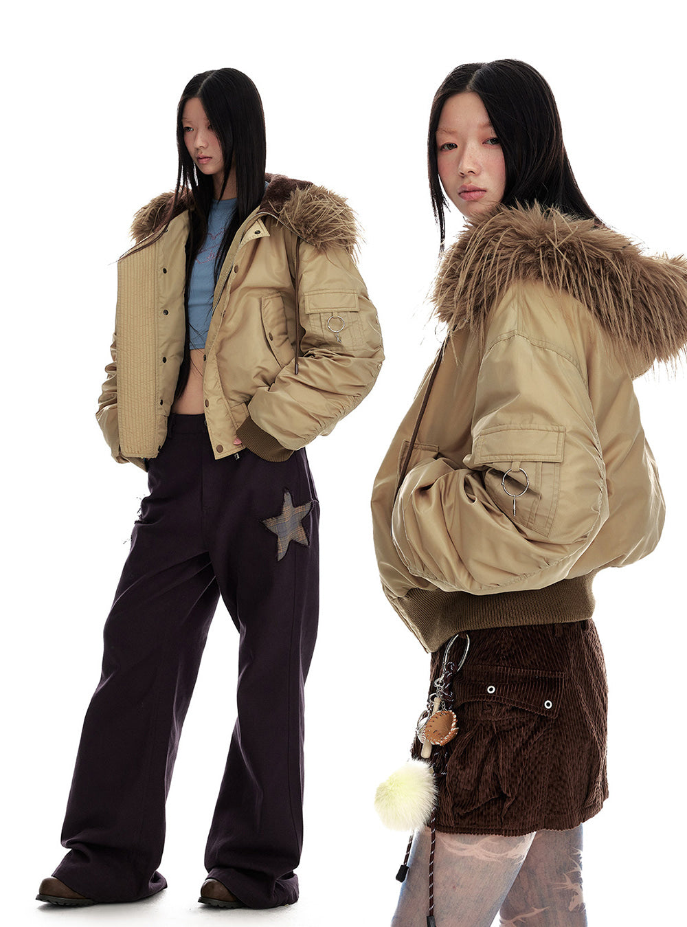 Aviator Fur Collar Down Jacket