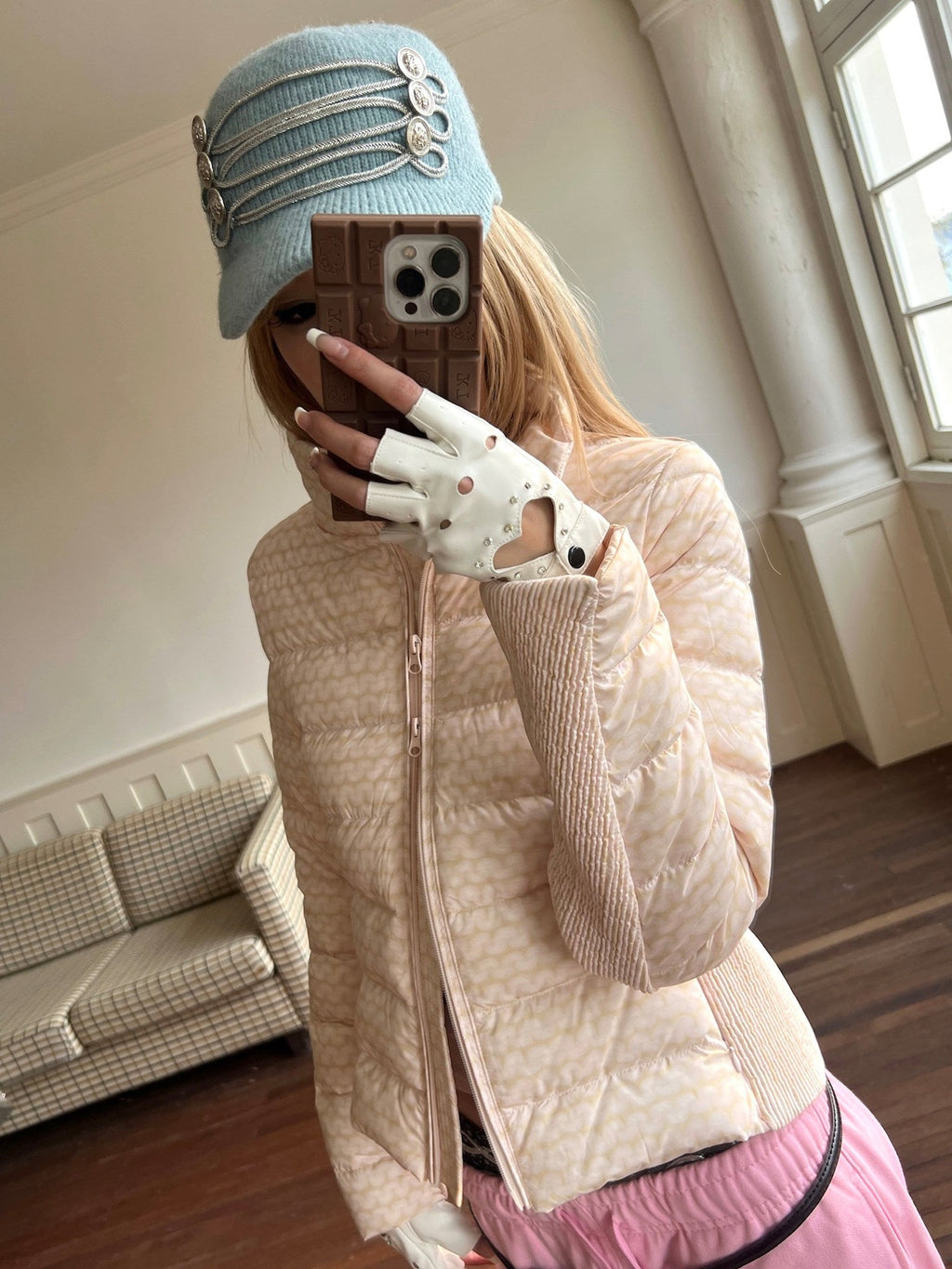 Cozy Thermal Knit Curved Brim Casual Unisex Large 58 To 60 Cm Blue Brown Caps