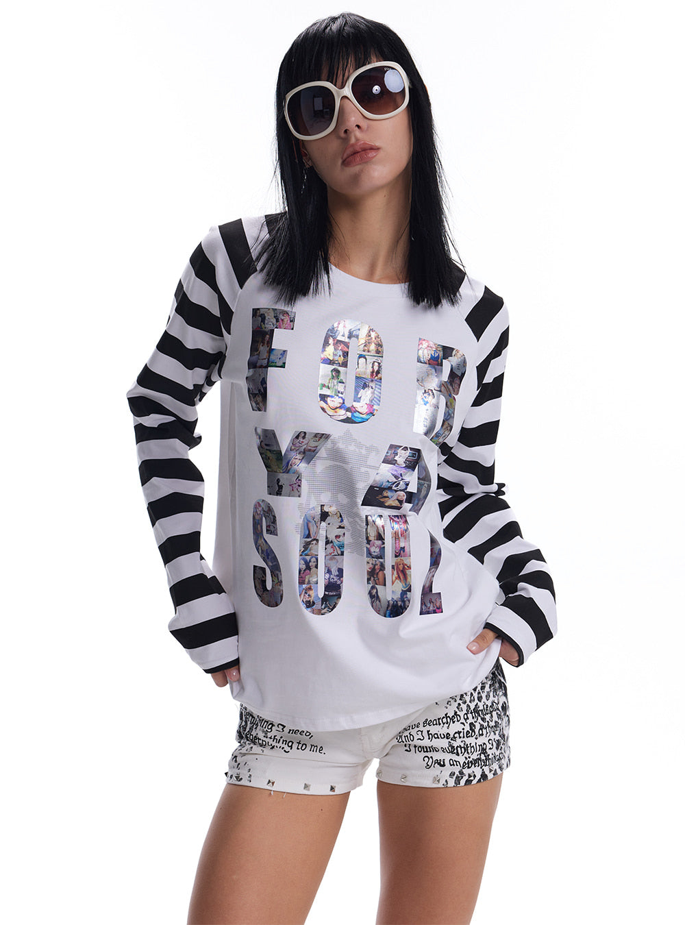 Metal Stripe Raglan Top (2color)
