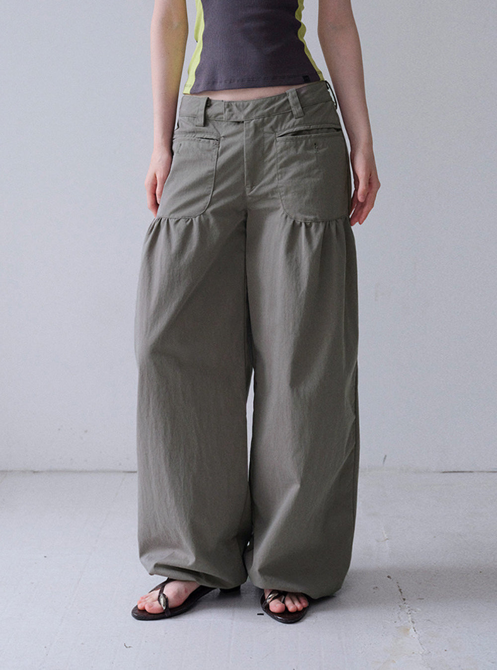 Pocket Gather Wide Pants (2color)