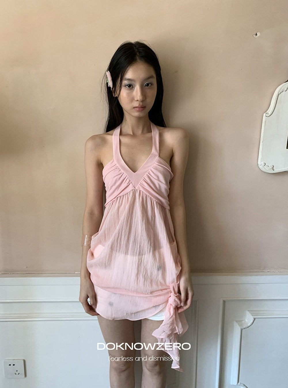 Halter Mesh Layered Top (2color)