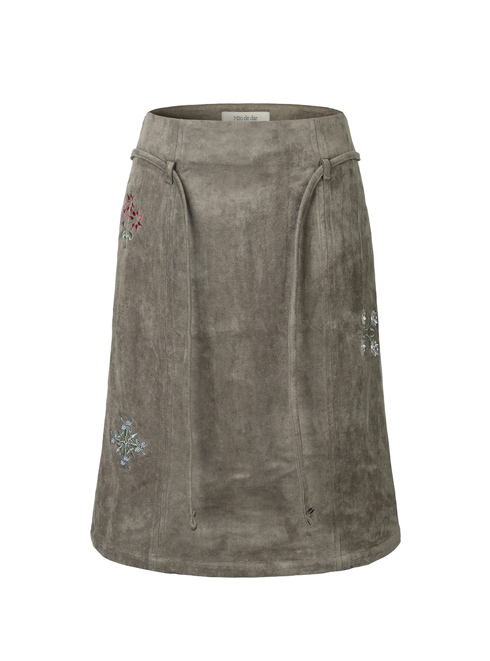 Soft Suede Botanical Stitch Midi Skirt