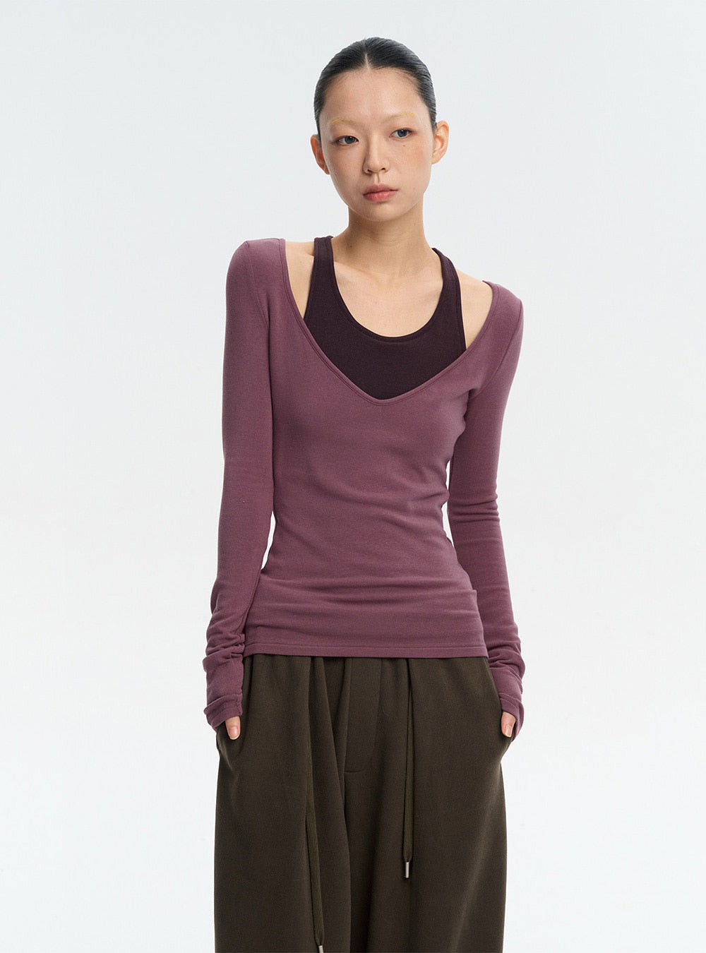 Brushed Color Block Base Top (3color)