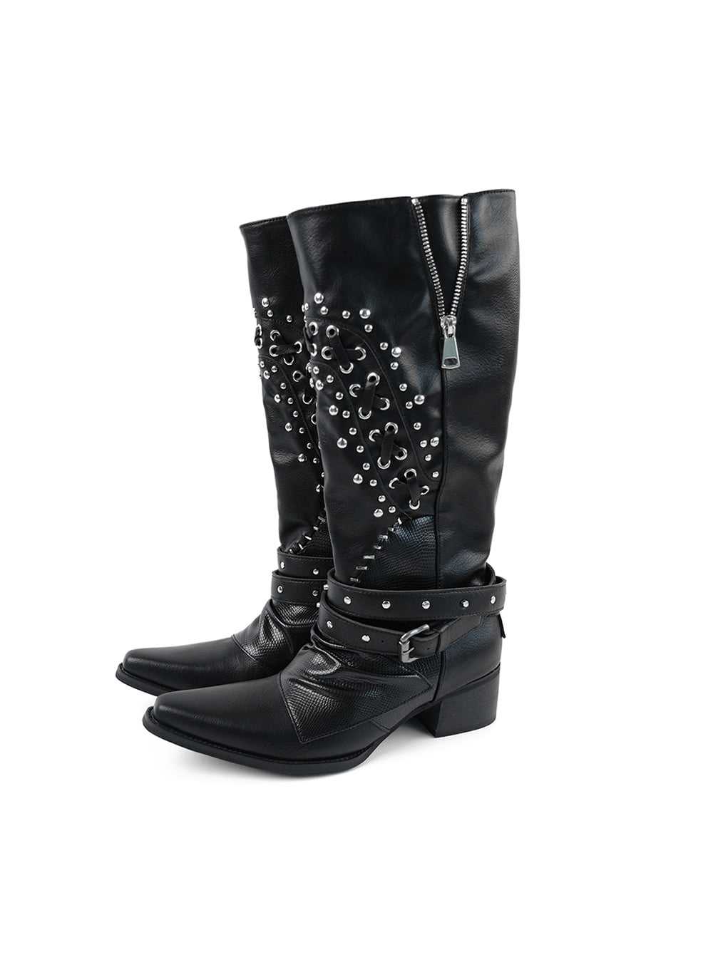Black Industrial Rivet Boots