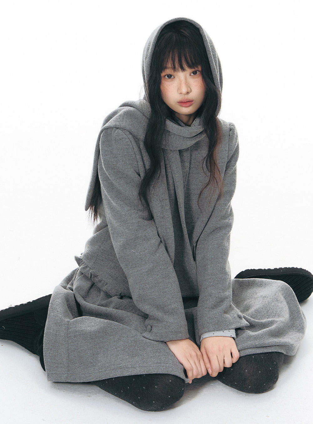 Textured Knit Jacket Scarf Set (2color)