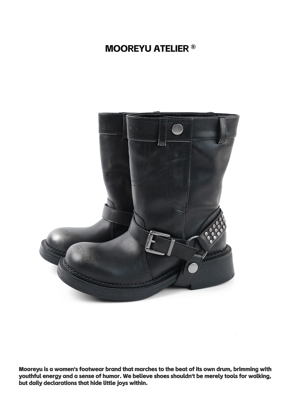 Matte Rebel Round Toe Leather Boots