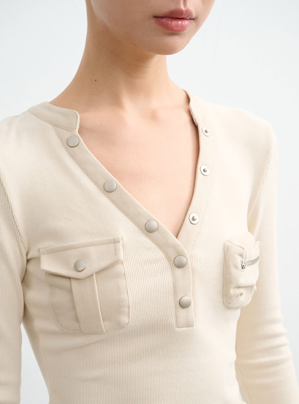 Slim V-Neck Base Top (2color)