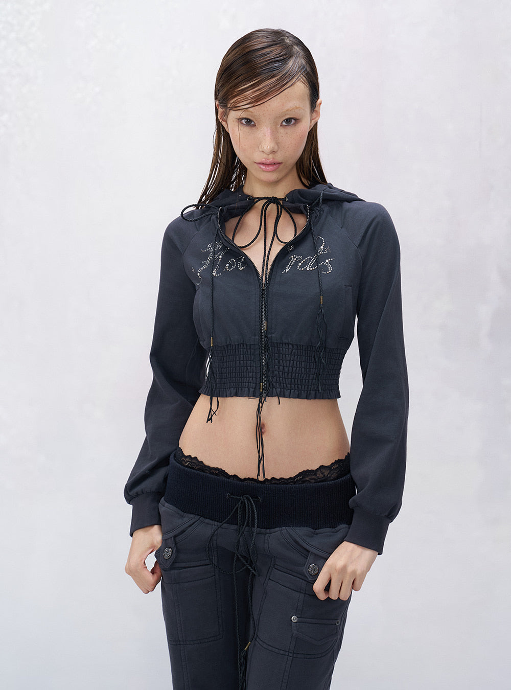 Y2K Rhinestone Fur Hoodie