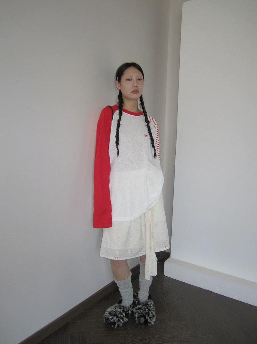 3months | SUMMER STRIPED T-SHIRT WITH SHEER SLEEVES【ID:TN00042】