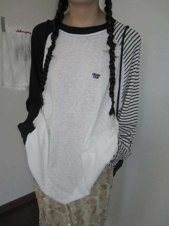 3months | SUMMER STRIPED T-SHIRT WITH SHEER SLEEVES【ID:TN00042】