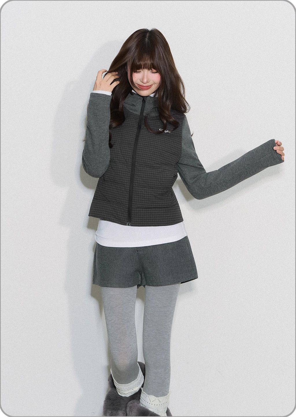 THELIGHT | PLAID SPLICE HOODED JACKET【ID:TN00094】