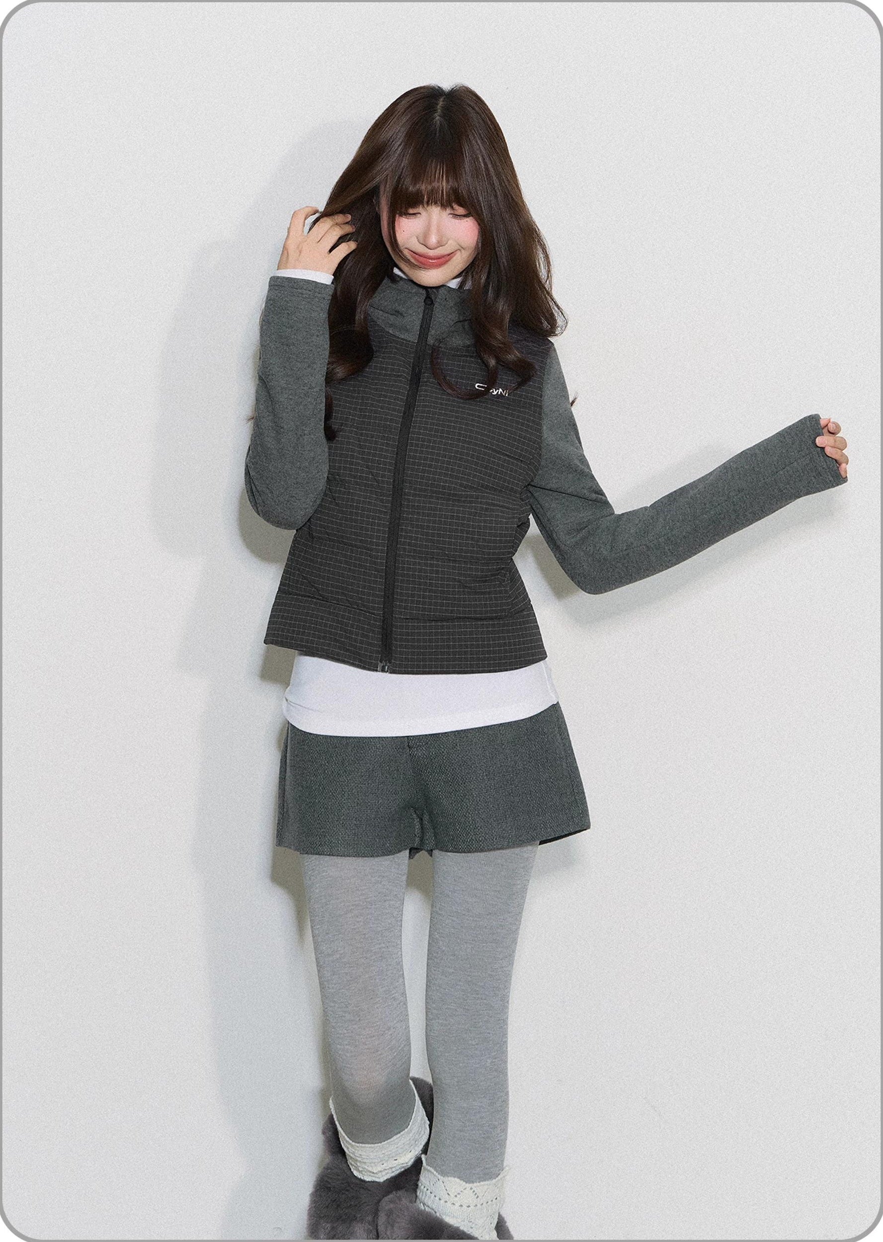 THELIGHT | PLAID SPLICE HOODED JACKET【ID:TN00094】
