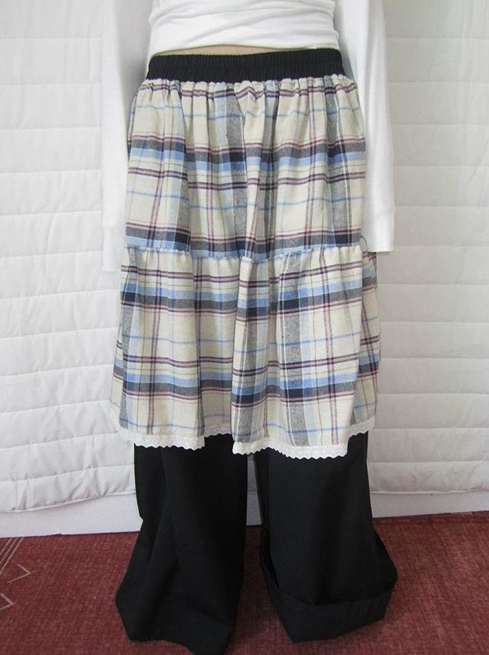 3months |  RETRO PLAID SPLICING PANTS【ID:TN00020】