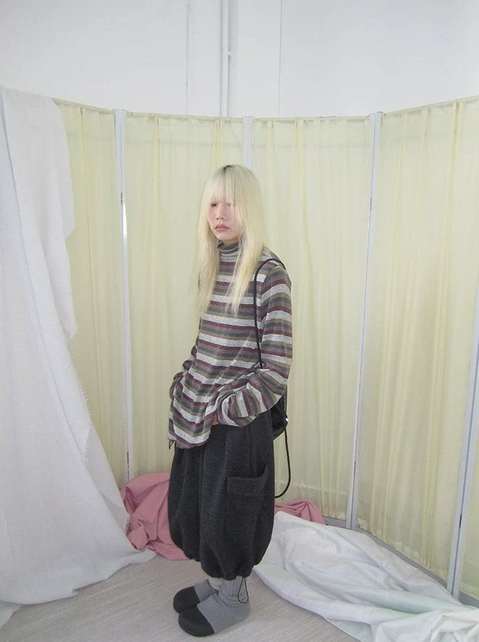 3months | HIGH NECK STRIPED TOP【ID:TN00052】