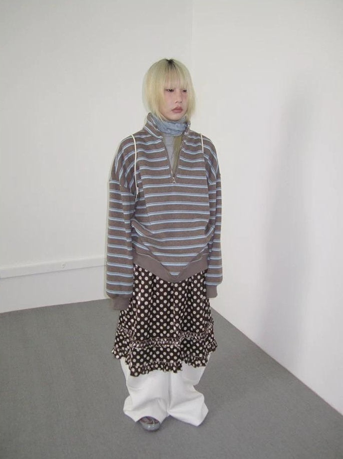 3months | RETRO STRIPED BOA SWEATER【ID:TN00065】