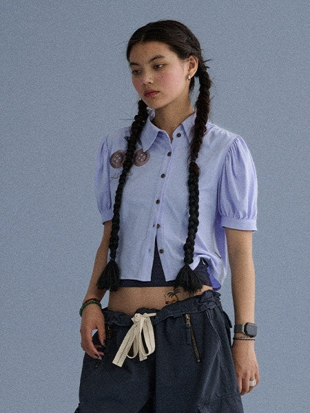 100% Cotton Slim Fit Printed Polo Collar Office Chic Ladies T Shirt Crop Top