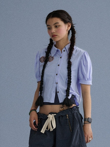 100% Cotton Slim Fit Printed Polo Collar Office Chic Ladies T Shirt Crop Top