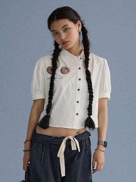 100% Cotton Slim Fit Printed Polo Collar Office Chic Ladies T Shirt Crop Top