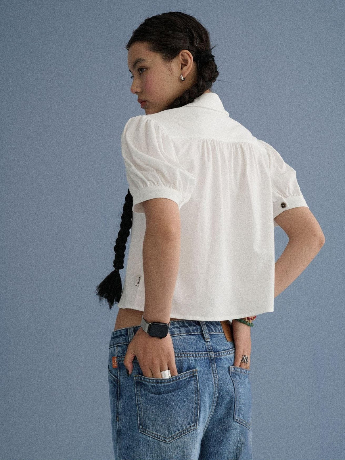 100% Cotton Slim Fit Printed Polo Collar Office Chic Ladies T Shirt Crop Top
