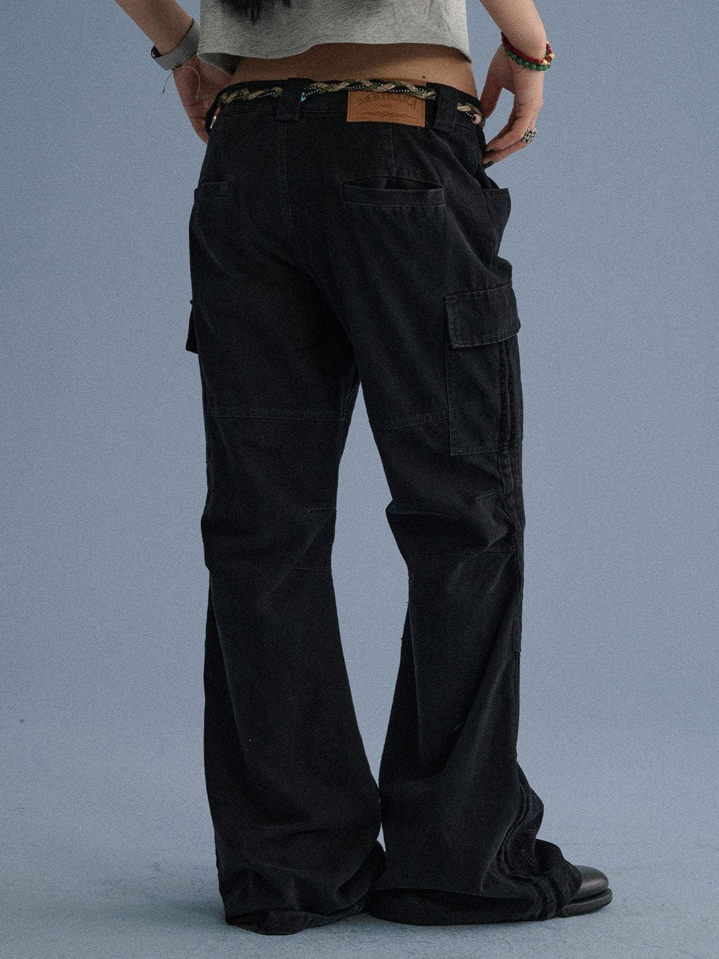 100 Percent Cotton Casual Pocketed Natural Waist Girls Wide-Leg Pants