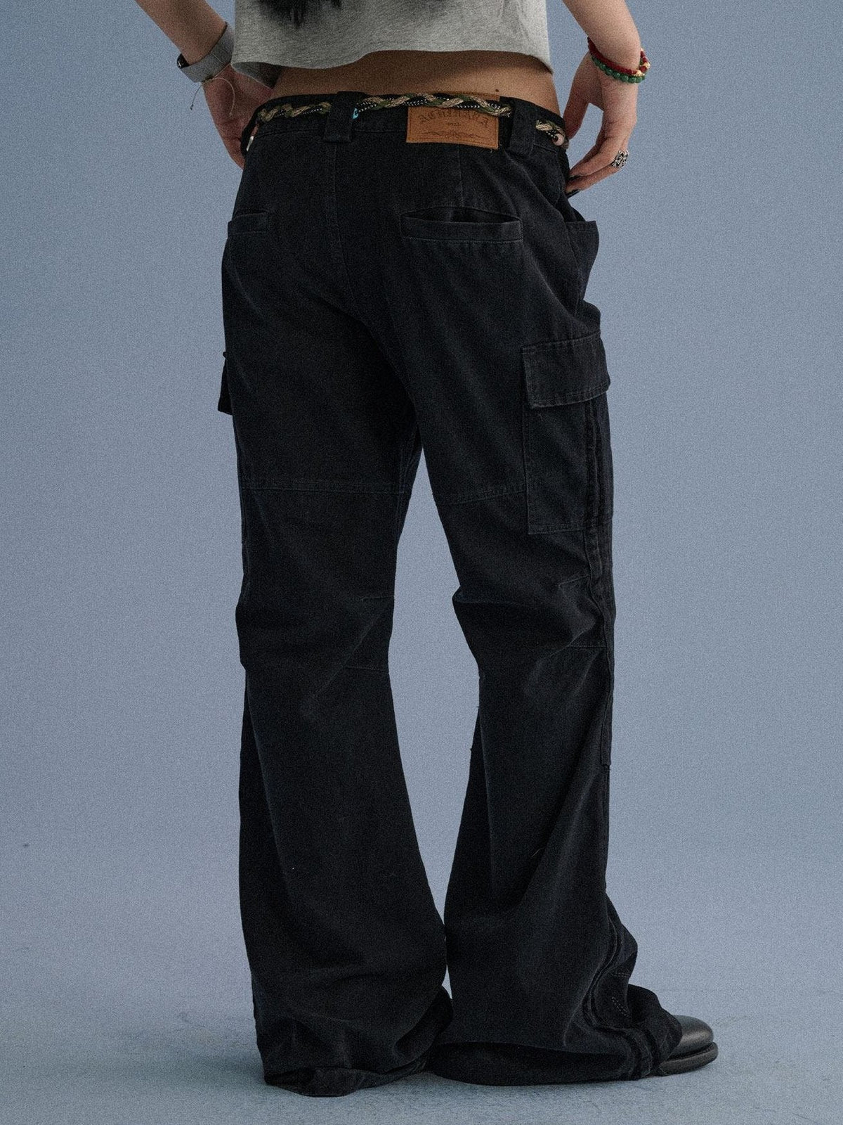 100 Percent Cotton Casual Pocketed Natural Waist Girls Wide-Leg Pants