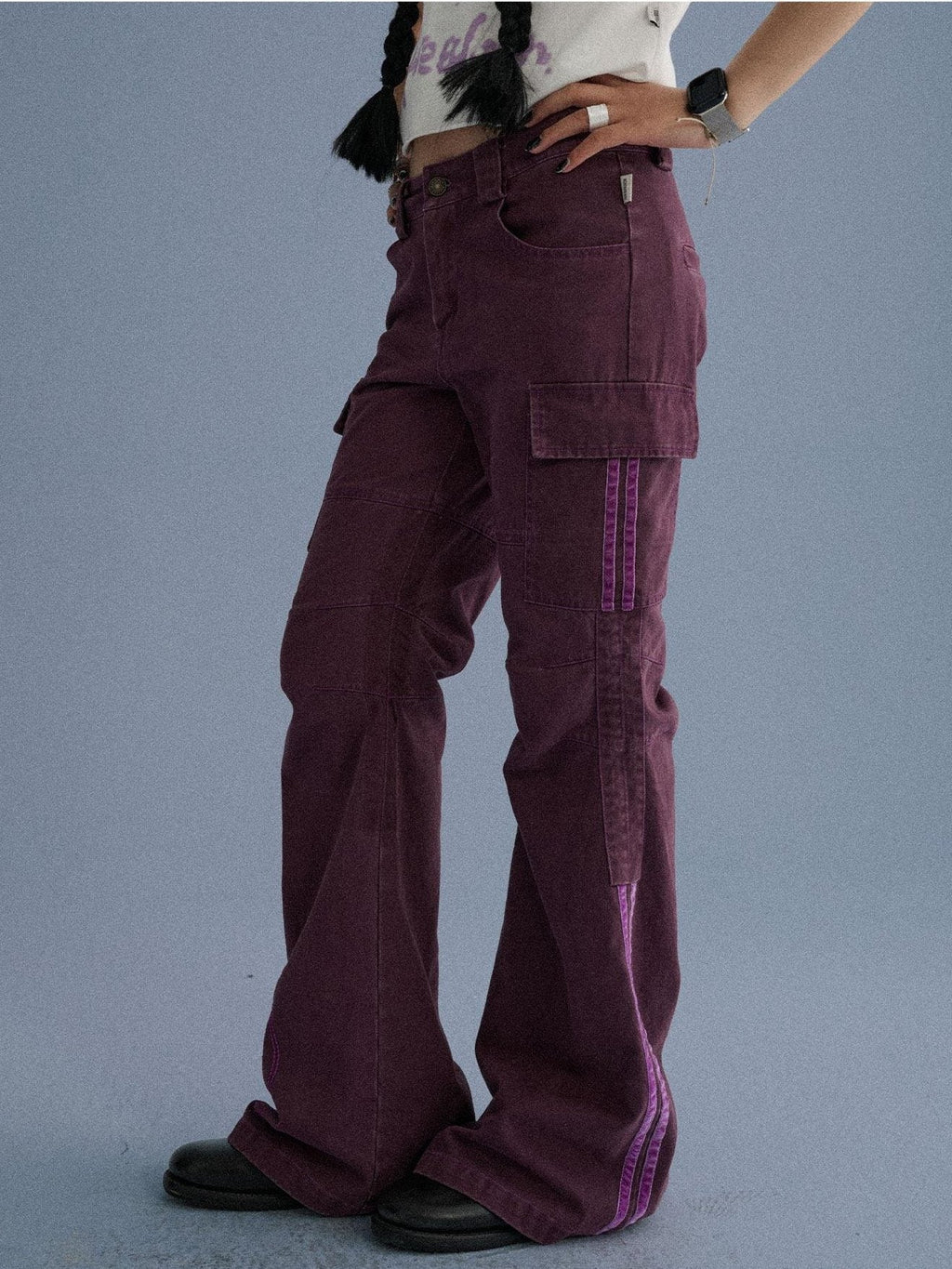 100 Percent Cotton Casual Pocketed Natural Waist Girls Wide-Leg Pants