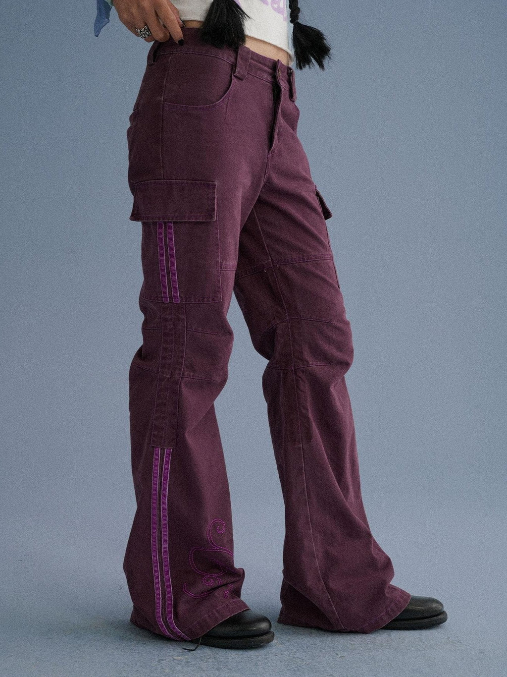 100 Percent Cotton Casual Pocketed Natural Waist Girls Wide-Leg Pants