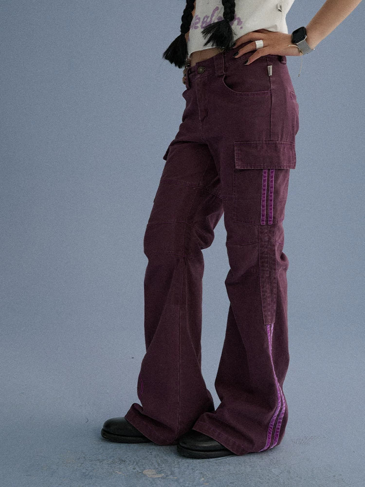 100 Percent Cotton Casual Pocketed Natural Waist Girls Wide-Leg Pants