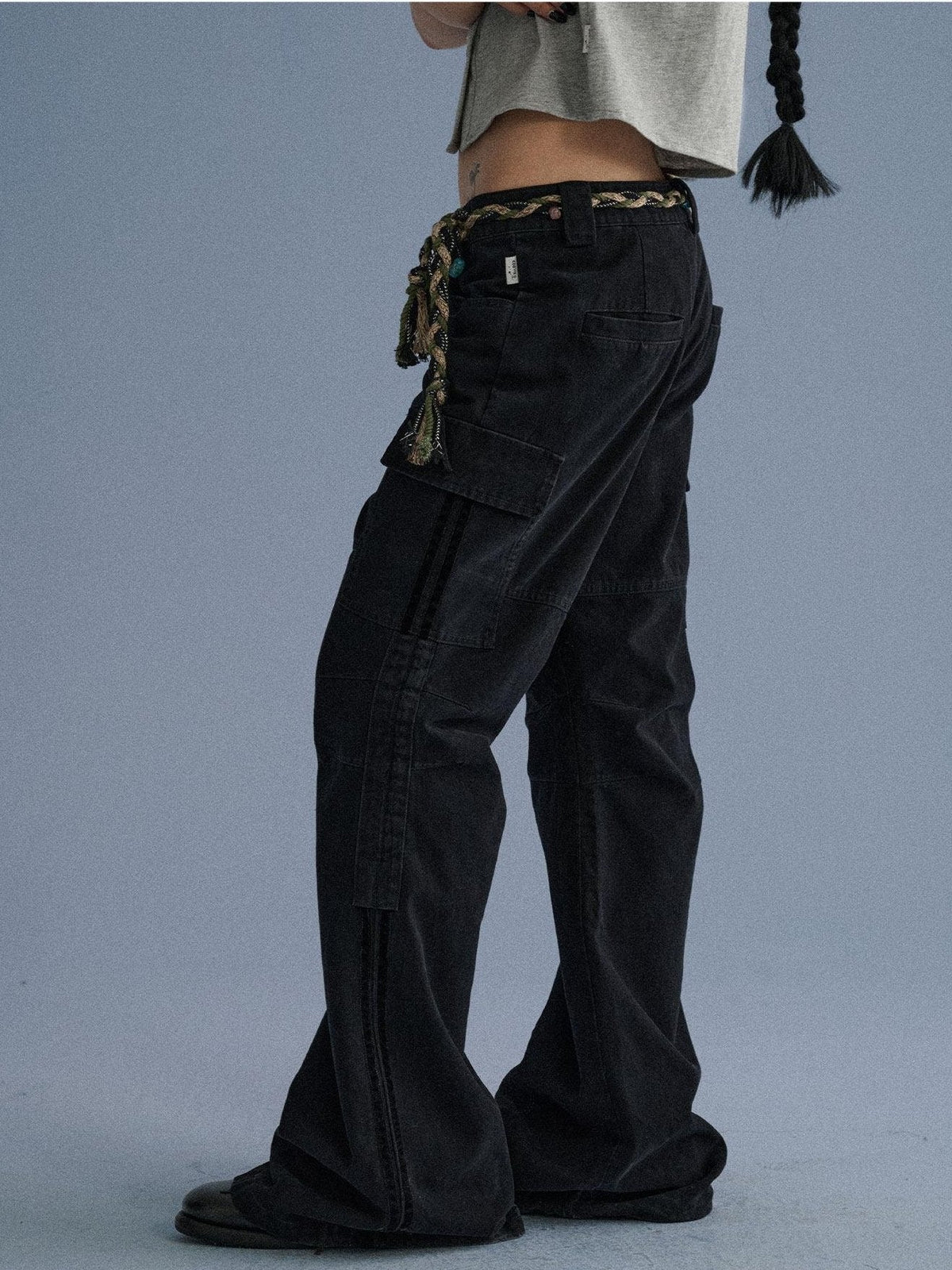 100 Percent Cotton Casual Pocketed Natural Waist Girls Wide-Leg Pants
