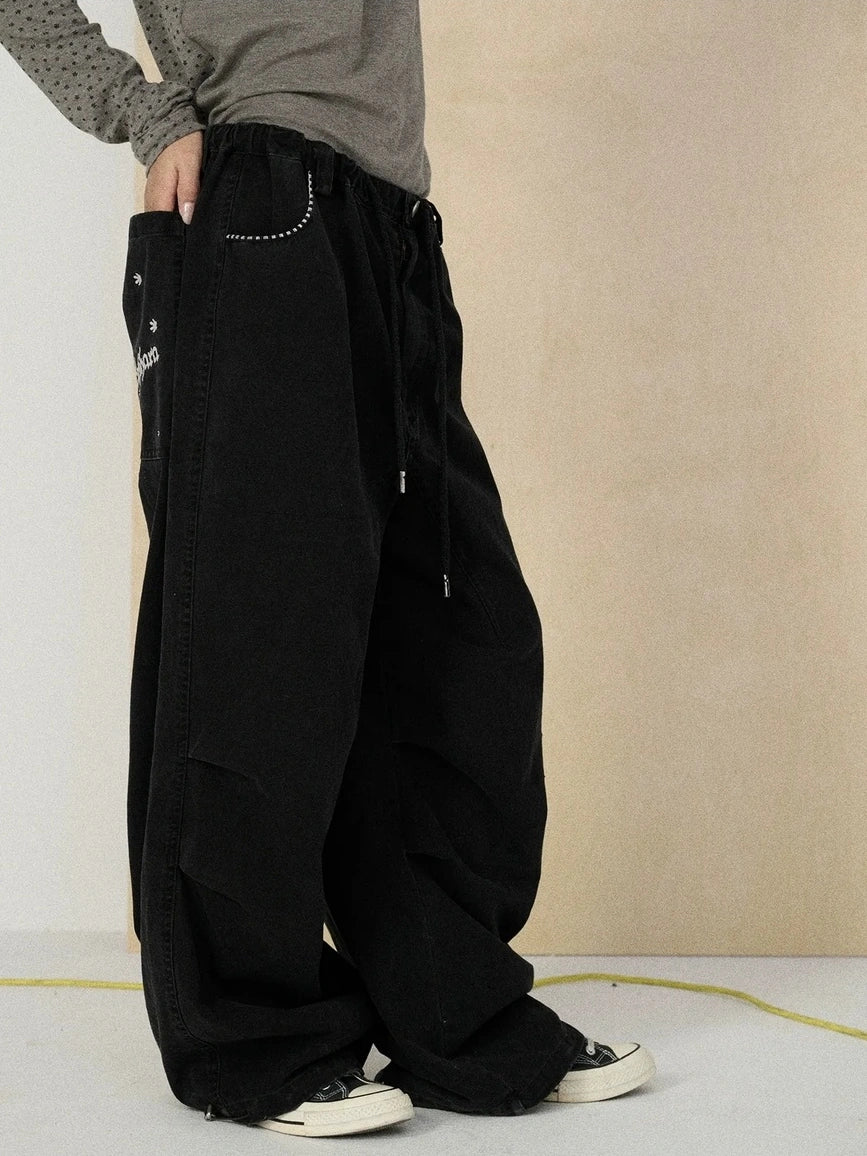 100 Percent Cotton Pleated Mid Rise Letter Print Office Commuter Pants