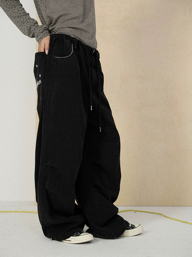 100 Percent Cotton Pleated Mid Rise Letter Print Office Commuter Pants