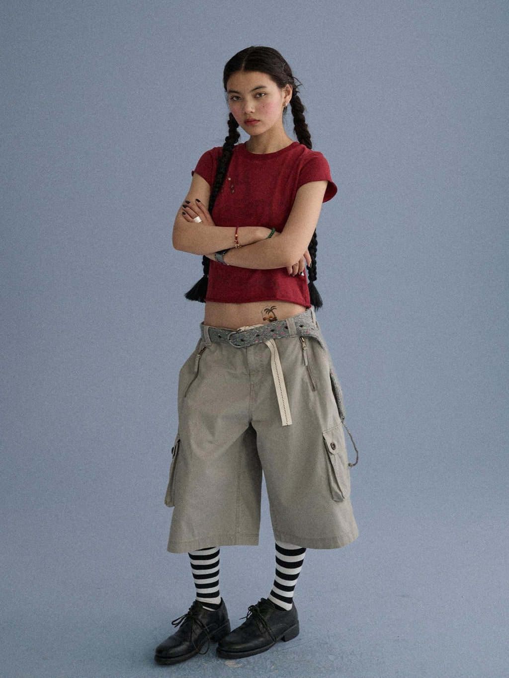 100 Percent Cotton Pocket Commuter Natural Waist Girls Navy Grey Wide-Leg Pants