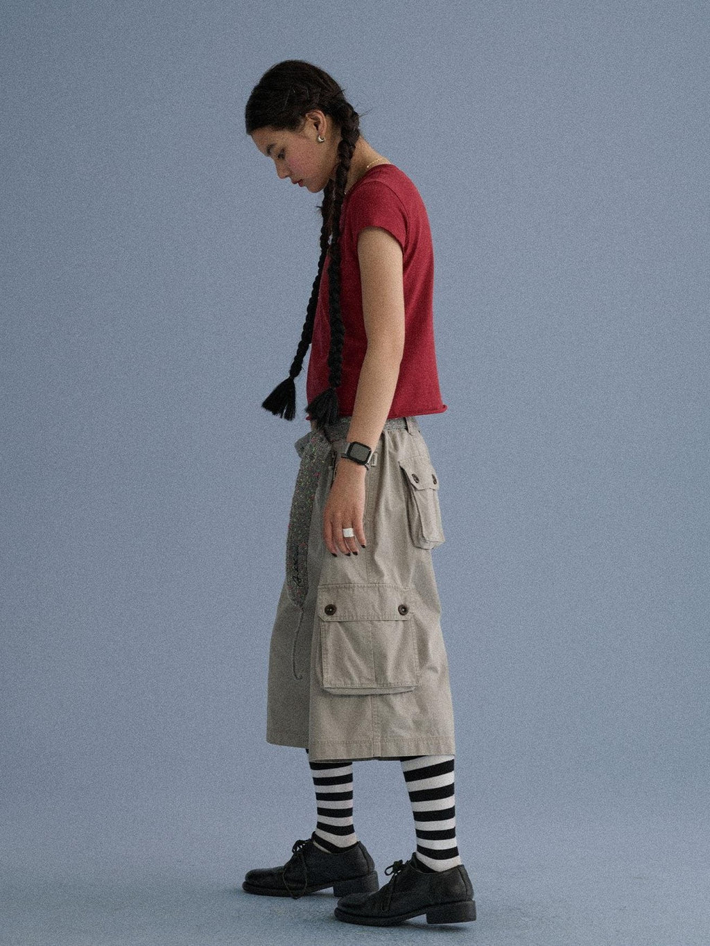 100 Percent Cotton Pocket Commuter Natural Waist Girls Navy Grey Wide-Leg Pants